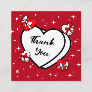 Valentine's Day Thank You Red Super Sparkly Love Square Business Card