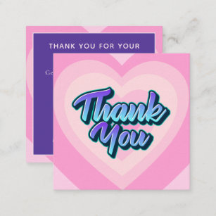 Valentine's Day Thank You Trendy Graffiti Font Square Business Card
