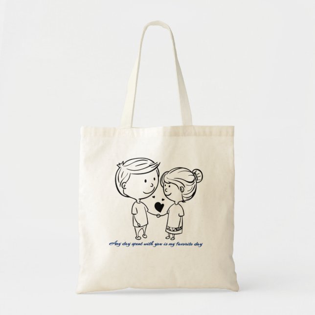 Valentine's day Theme couple Design Tote Bag (Front)