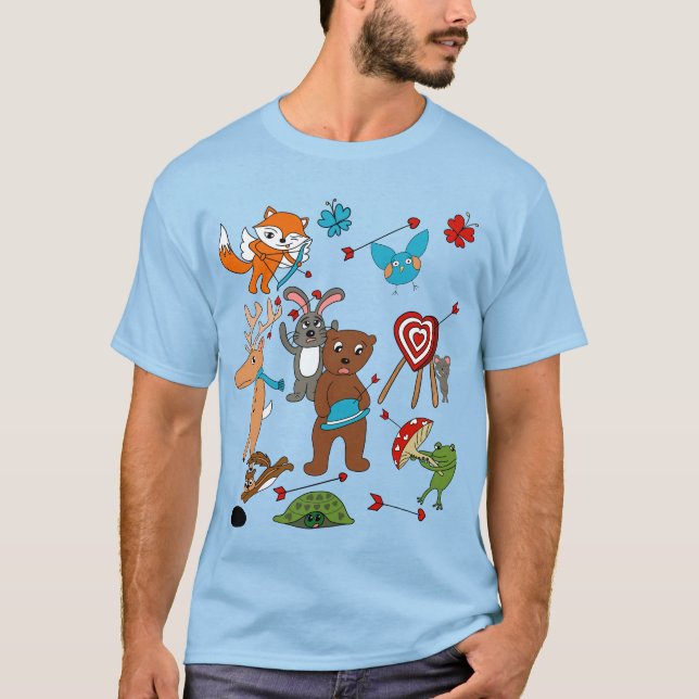 Valentine's Day Themed Funny Animals Graphic T-Shirt (Front)