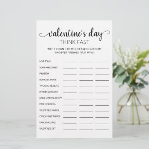 Valentine's day Think Fast, Think Quick party game