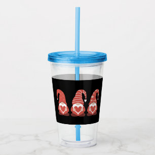 Valentine's Day Three Cute Gnomes Holding Heart Acrylic Tumbler