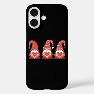Valentine's Day Three Cute Gnomes Holding Heart iPhone 16 Case