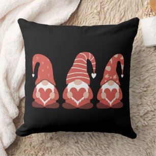 Valentine's Day Three Cute Gnomes Holding Heart Cushion