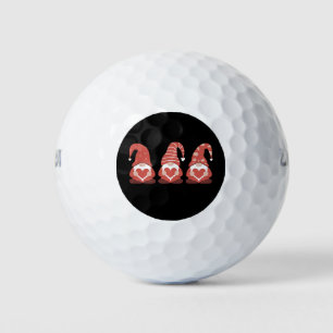 Valentine's Day Three Cute Gnomes Holding Heart Golf Balls