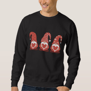 Valentine's Day Three Cute Gnomes Holding Heart Sweatshirt