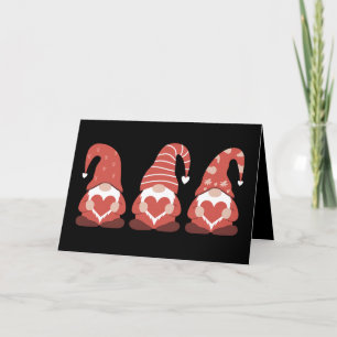 Valentine's Day Three Cute Gnomes Holding Heart Thank You Card