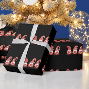 Valentine's Day Three Cute Gnomes Holding Heart Wrapping Paper