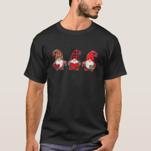Valentine's Day Three Gnomes Holding Heart Leopard T-Shirt