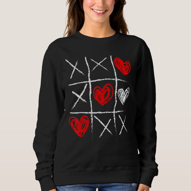 Valentine's Day Tic Tac Toe Valentine Cute Heart Sweatshirt (Front)