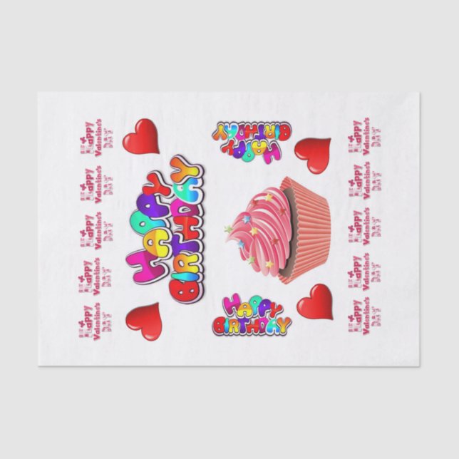 Valentine's Day Tissue Paper Happy Birthday (Front)