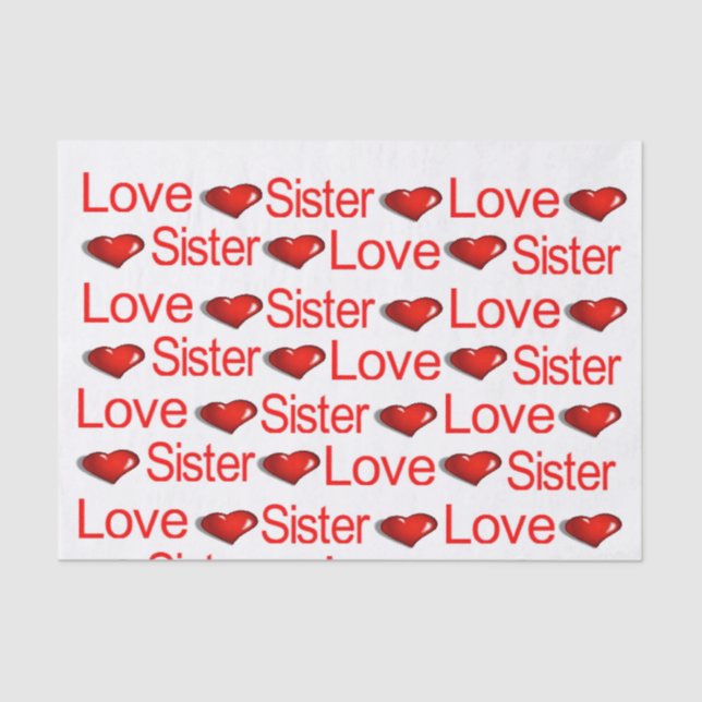 Valentine's Day Tissue Paper Love SisterRed Hearts (Front)