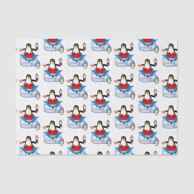 Valentine's Day Tissue Paper Penguin Hearts (Front)