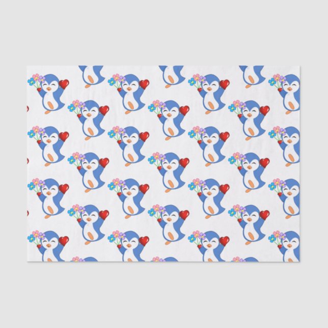 Valentine's Day Tissue Paper Penguin Hearts (Front)