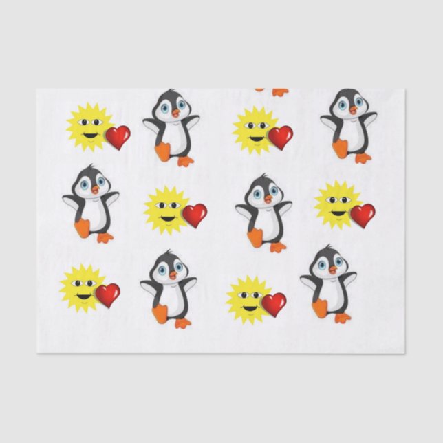 Valentine's Day Tissue Paper Penguin Hearts (Front)