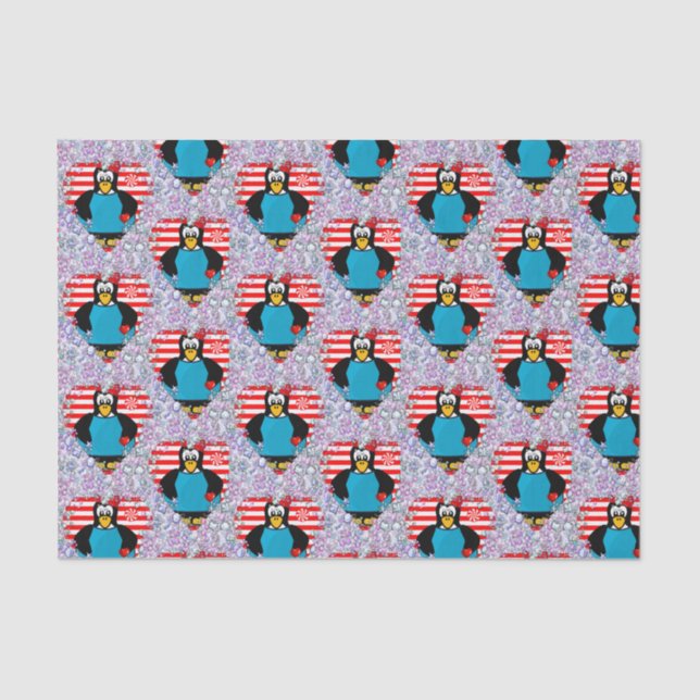 Valentine's Day Tissue Paper Penguin Hearts (Front)