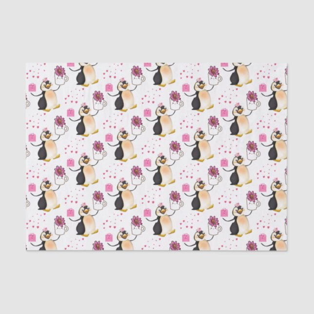 Valentine's Day Tissue Paper Penguin Hearts (Front)