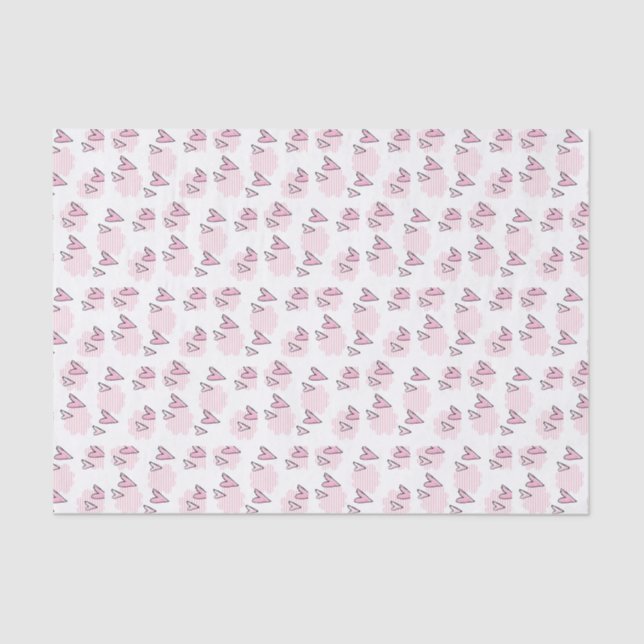 Valentine's Day Tissue Paper Pink Stripe Hearts (Front)