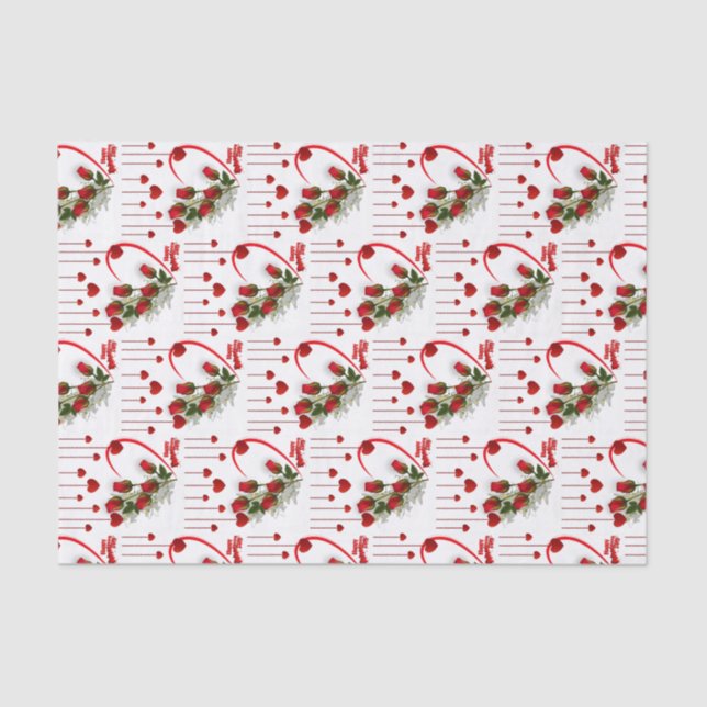 Valentine's Day Tissue Paper Red Hearts (Front)