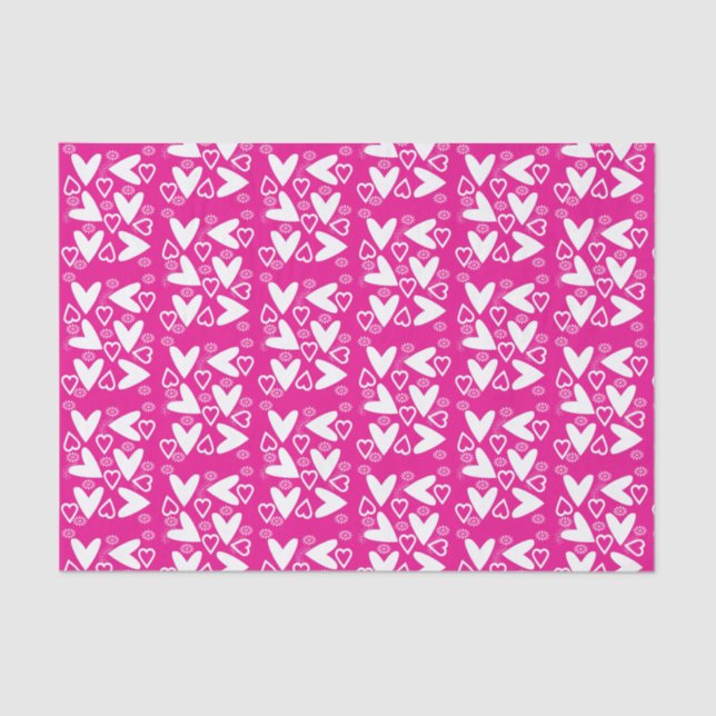 Valentine's Day Tissue Paper White Hearts (Front)