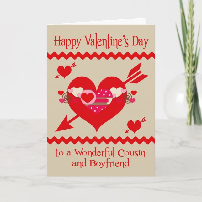 Valentine's Day To Cousin and Boyfriend Holiday Card (Front)