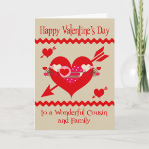 Valentine's Day To Cousin and Family Holiday Card