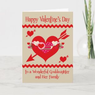 Valentine's Day To Goddaughter Family Holiday Card