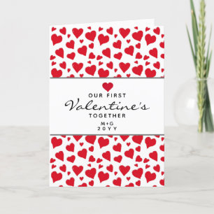 Valentines Day Together Red Hearts Personalised Holiday Card