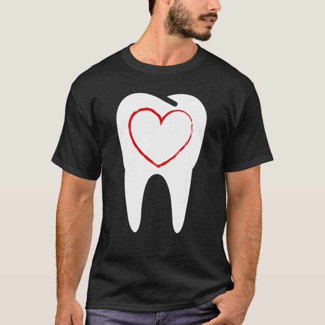 Valentines Day Tooth Heart Cute Teeth Dental Denti T-Shirt (Front)