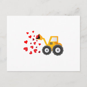 Valentine's Day Tractor Hearts Gift Kids Boys Holiday Postcard
