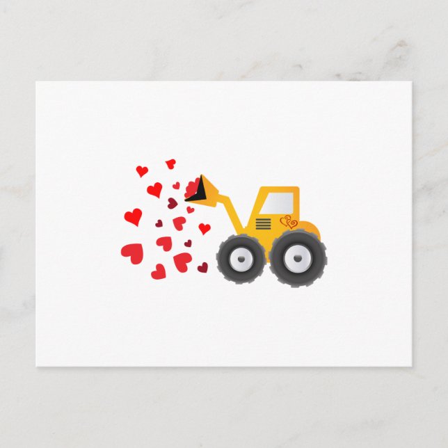 Valentine's Day Tractor Hearts Gift Kids Boys Holiday Postcard (Front)
