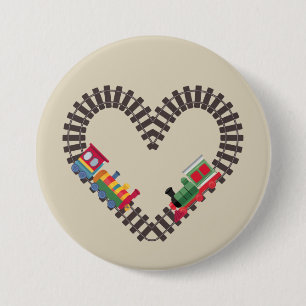 Valentines Day Train Railroad Heart 7.5 Cm Round Badge