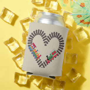 Valentines Day Train Railroad Heart  Can Cooler