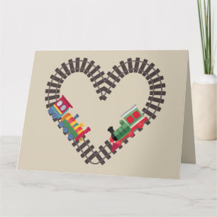 Valentines Day Train Railroad Heart  Card