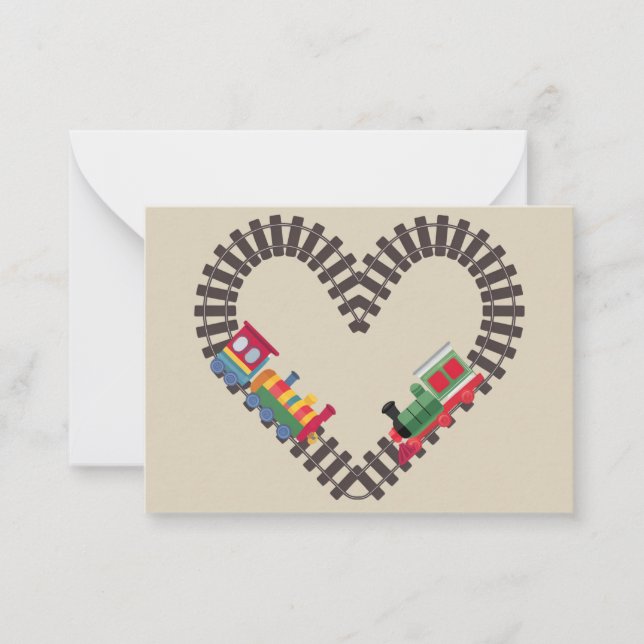 Valentines Day Train Railroad Heart  Card (Front)
