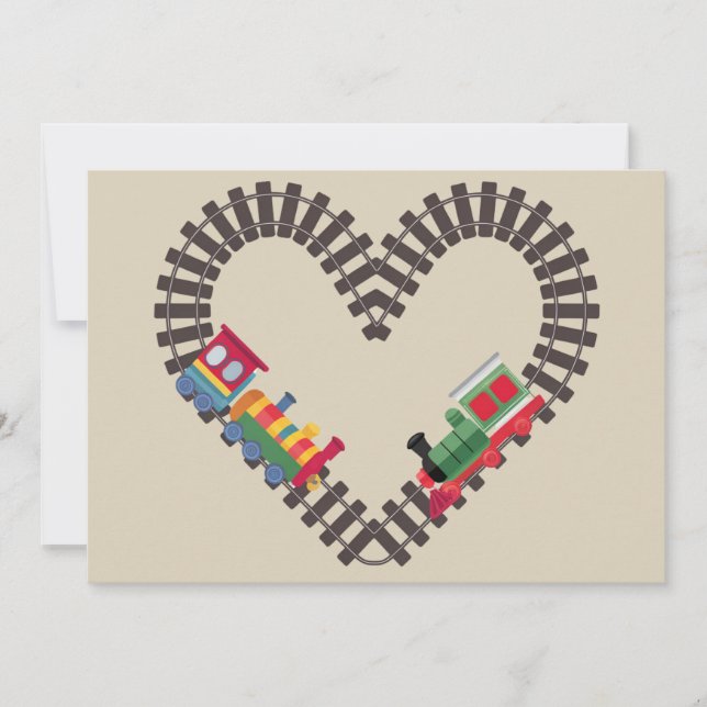 Valentines Day Train Railroad Heart  Invitation (Front)