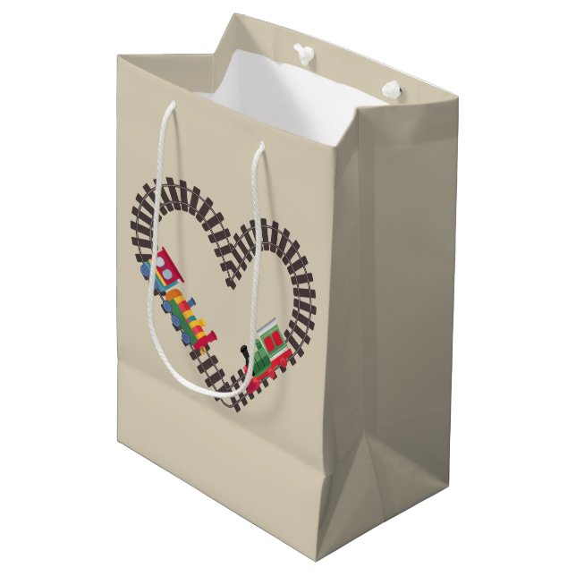 Valentines Day Train Railroad Heart  Medium Gift Bag (Front Angled)