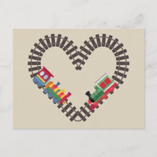 Valentines Day Train Railroad Heart  Postcard
