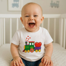 Valentines Day Train T-Shirt for Baby Boy