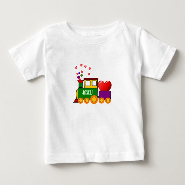 Valentines Day Train T-Shirt for Baby Boy (Front)