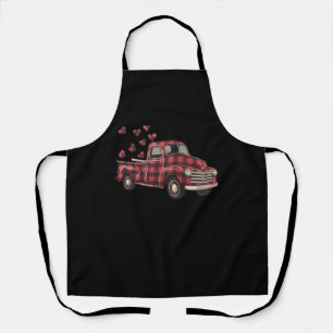 Valentine's Day Truck Funny Buffalo Plaid Leopard  Apron