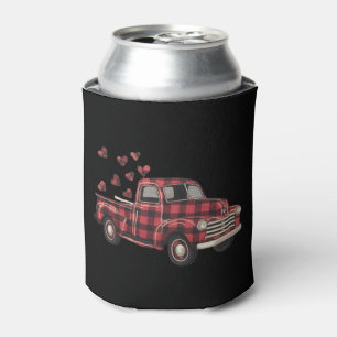 Valentine's Day Truck Funny Buffalo Plaid Leopard  Can Cooler