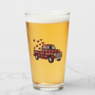 Valentine's Day Truck Funny Buffalo Plaid Leopard Glass
