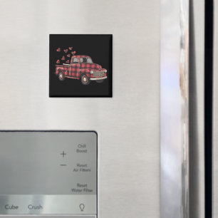 Valentine's Day Truck Funny Buffalo Plaid Leopard  Magnet