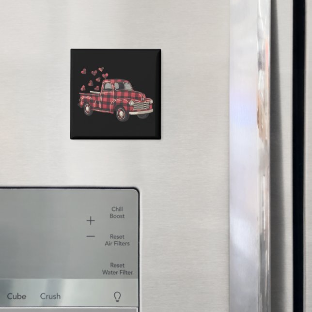 Valentine's Day Truck Funny Buffalo Plaid Leopard  Magnet (In Situ (Fridge))