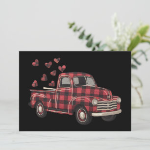 Valentine's Day Truck Funny Buffalo Plaid Leopard  Thank You Card