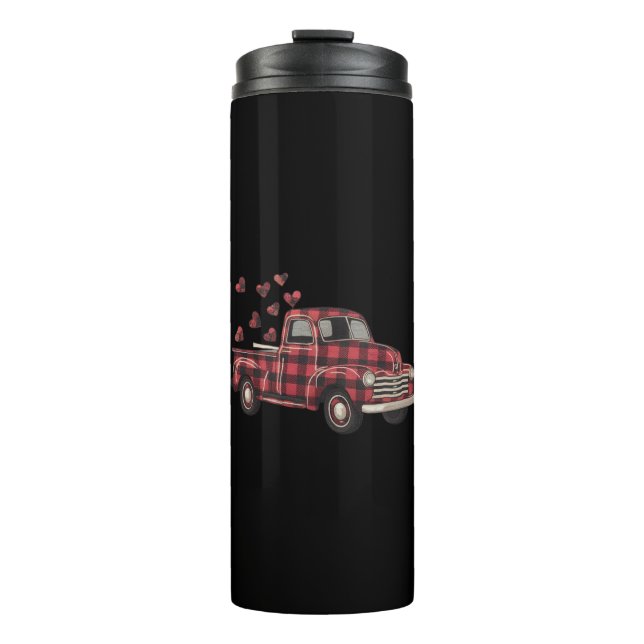 Valentine's Day Truck Funny Buffalo Plaid Leopard  Thermal Tumbler (Front)