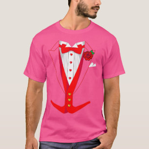 Valentines Day Tuedo Red Bow Tie Funny Outfit T-Shirt
