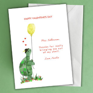 Valentine's Day Turtle Teacher Valentine Holiday Card