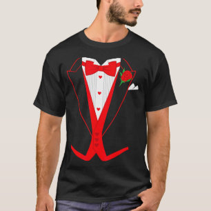 Valentine's Day Tuxedo Red Bow Tie Costume For Guy T-Shirt